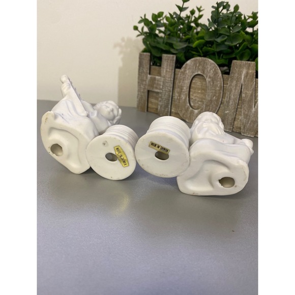 Vintage Ceramic Angel Candlestick Holders Set of 2 Musical Angels Made in Taiwan - Picture 5 of 8